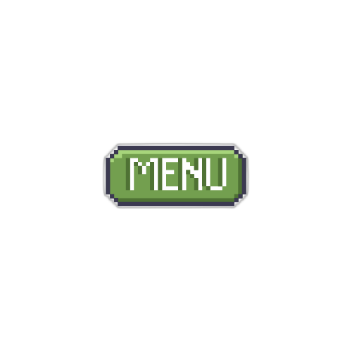 Pixel art green game menu button