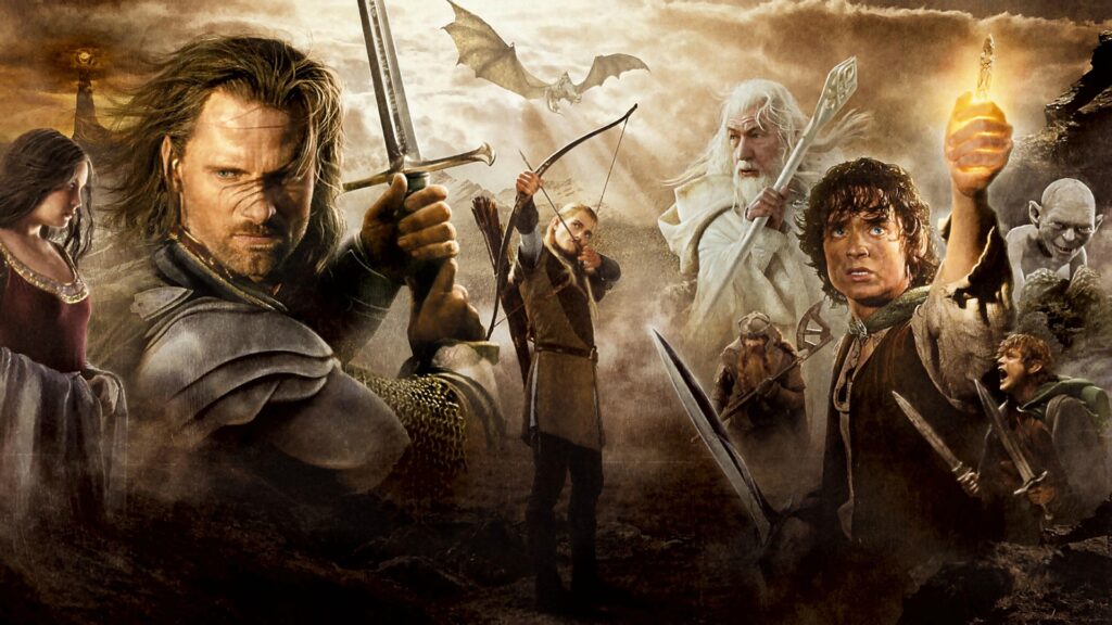 Lord of the Rings characters gathered in a promotional artwork