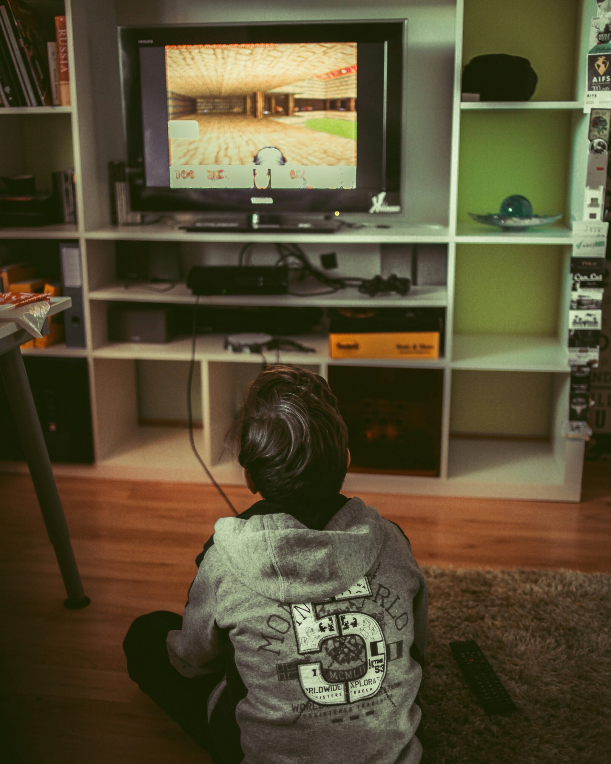 A kid playing a video game