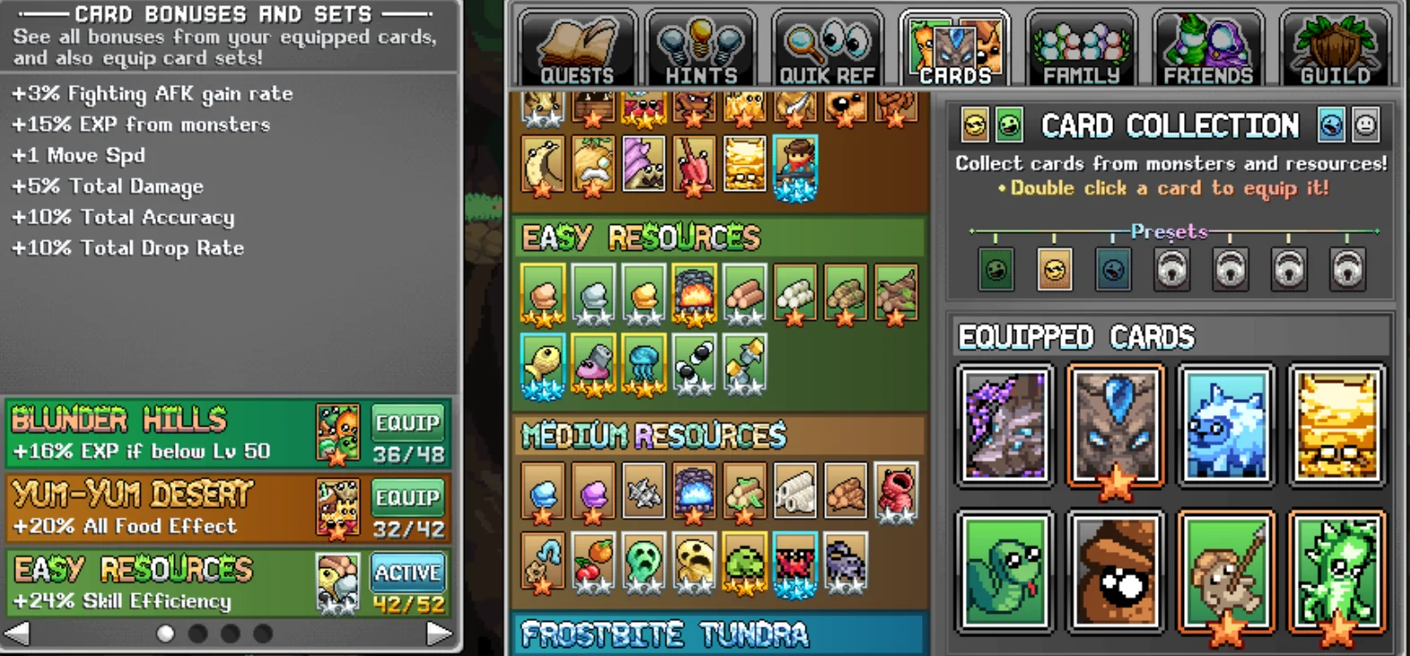A card of an idle game explaining effects and rules. Underscoring the importance of idle game localization